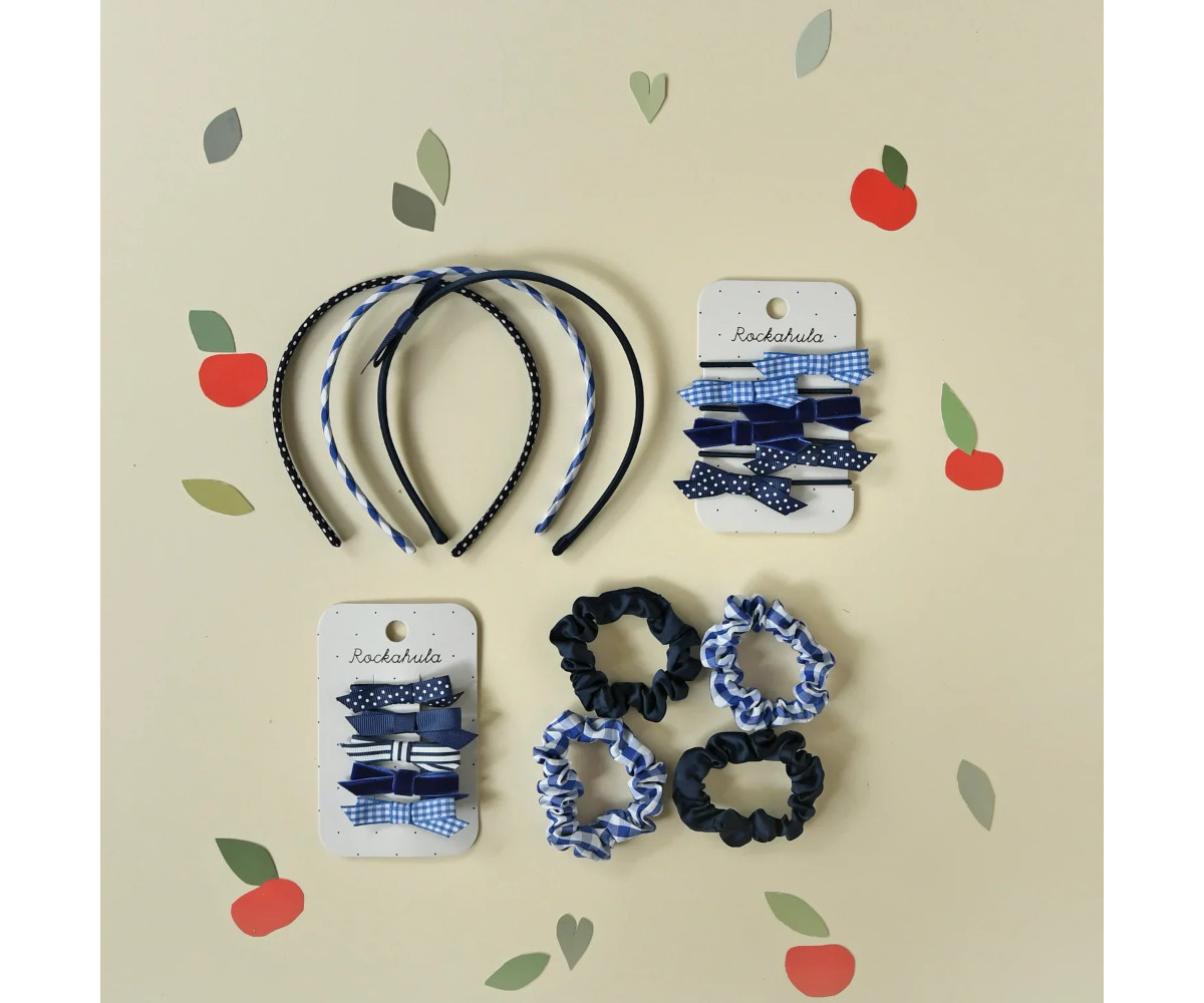 6 Gomas para Pelo School Azul