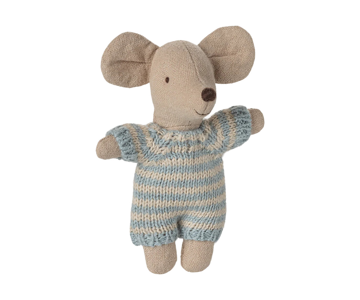 Topino Bebè Mouse nella Cesta Azzurra