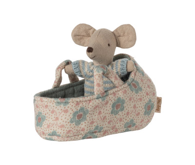 Topino Bebè Mouse nella Cesta Azzurra