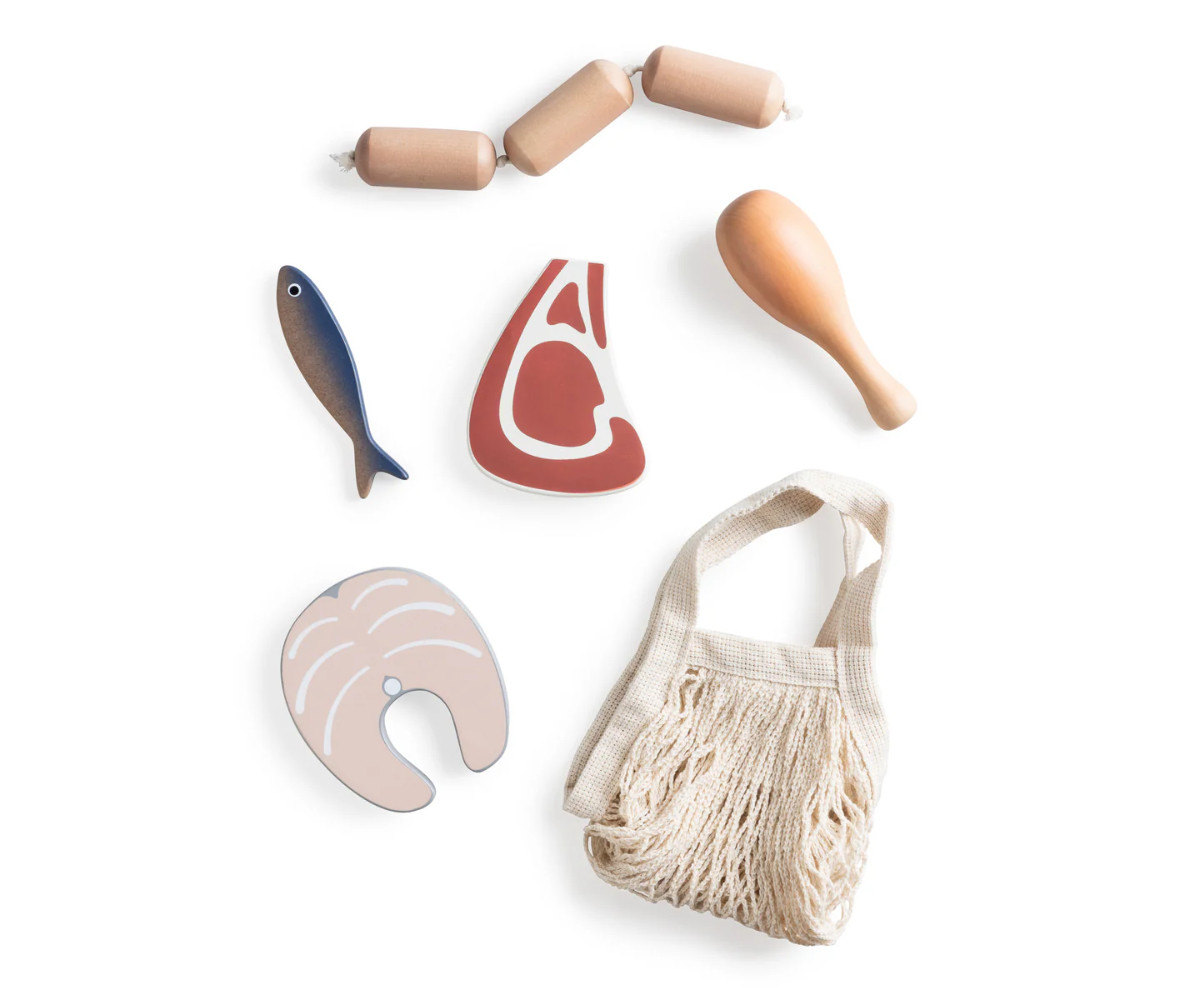 Set de Comestibles de Madera Pescado y Carne