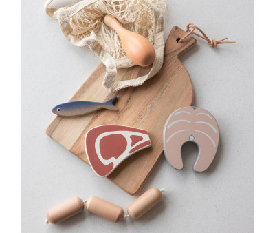 Set de Comestibles de Madera Pescado y Carne