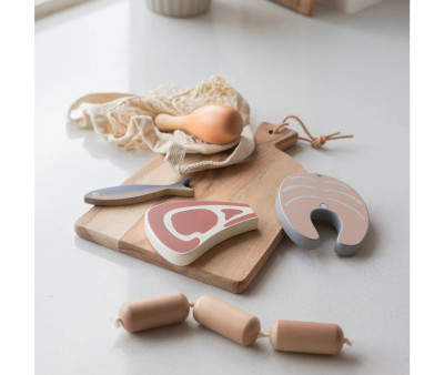 Set de Comestibles de Madera Pescado y Carne