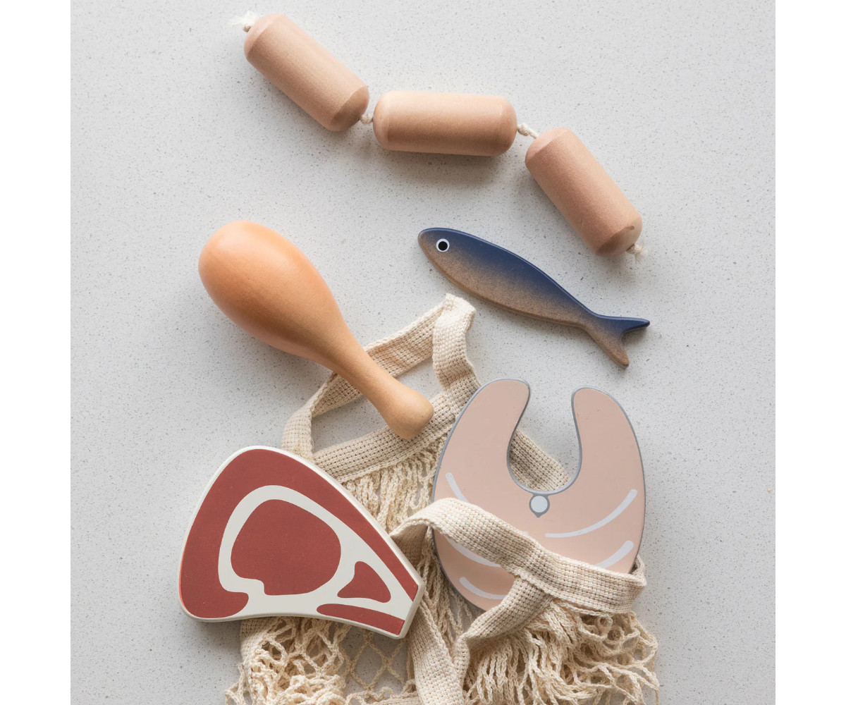 Set de Comestibles de Madera Pescado y Carne