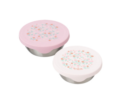 2 SnackBox Acero Inoxidable Flores