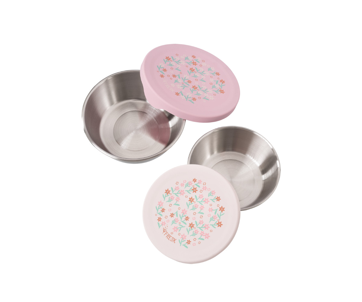 2 SnackBox Acero Inoxidable Flores