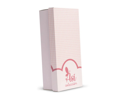 Muñeco Guille Vestido de Cuadros Rosas y Cuello de Gasa Rosa