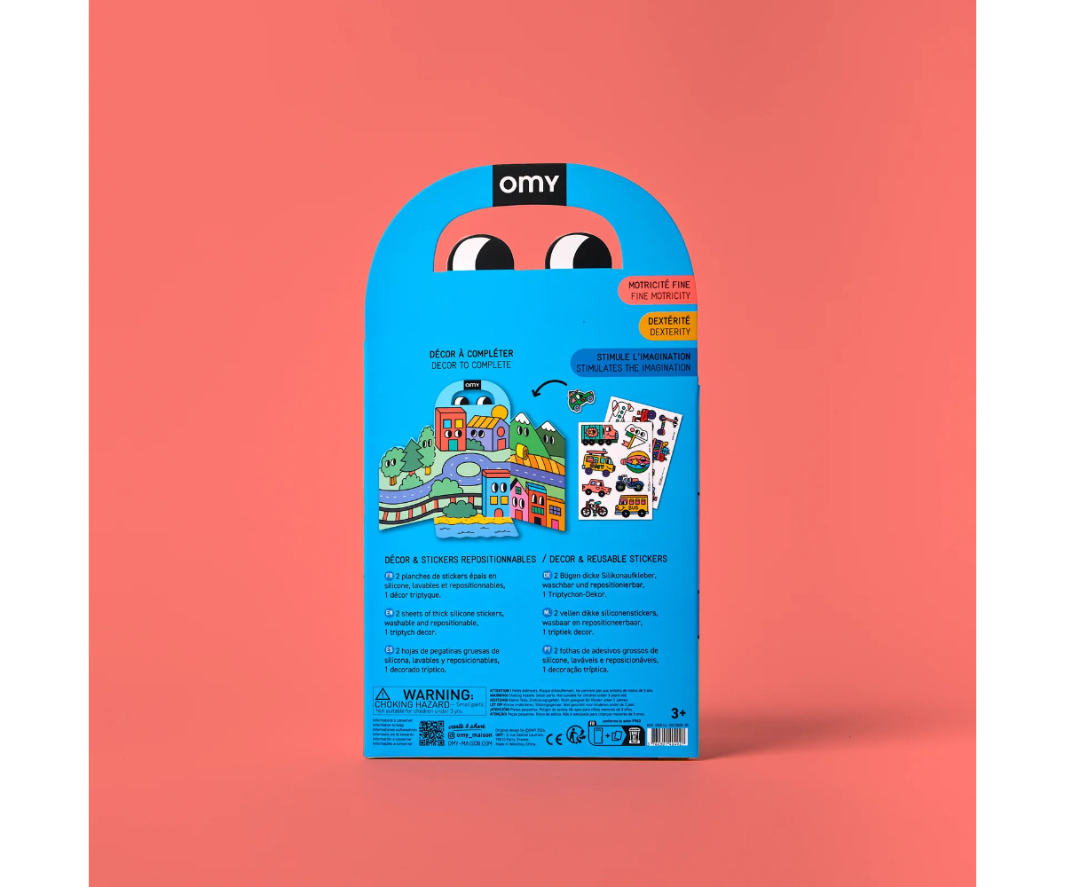 Desplegable de Pegatinas Reutilizables Omy Montessori ¡Vroom Vroom!