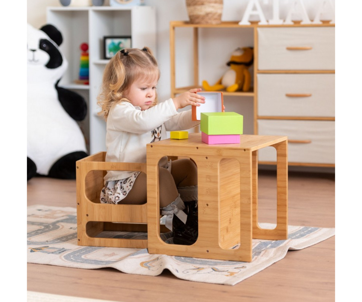Mesa y Silla Montessori de Bambu Klea Camel