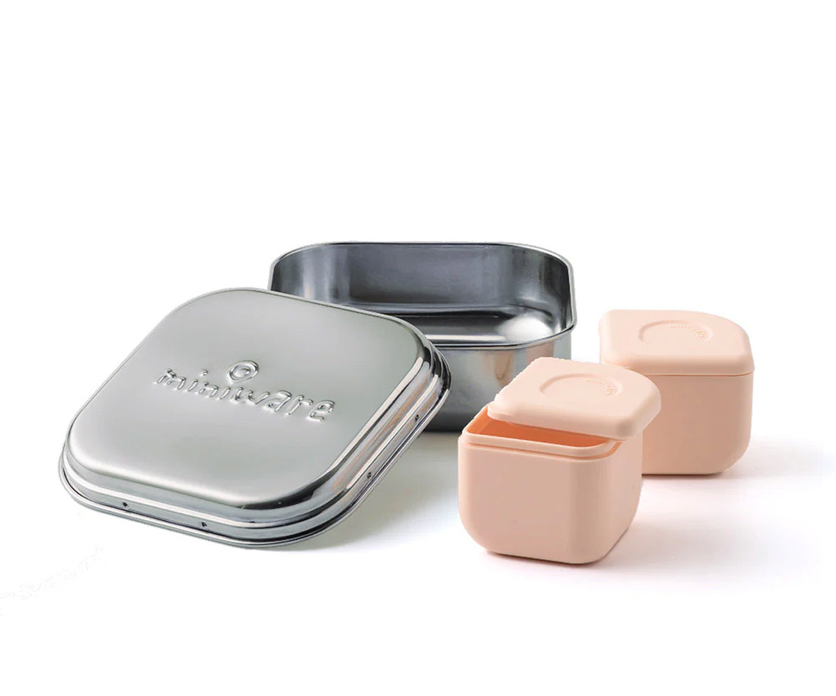Set de Caja Bento y 2 Silipods de silicona Acero Peach