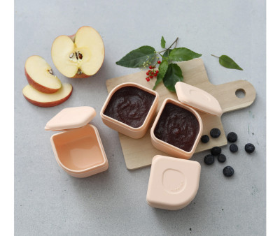 Set de Caja Bento y 2 Silipods de silicona Acero Peach