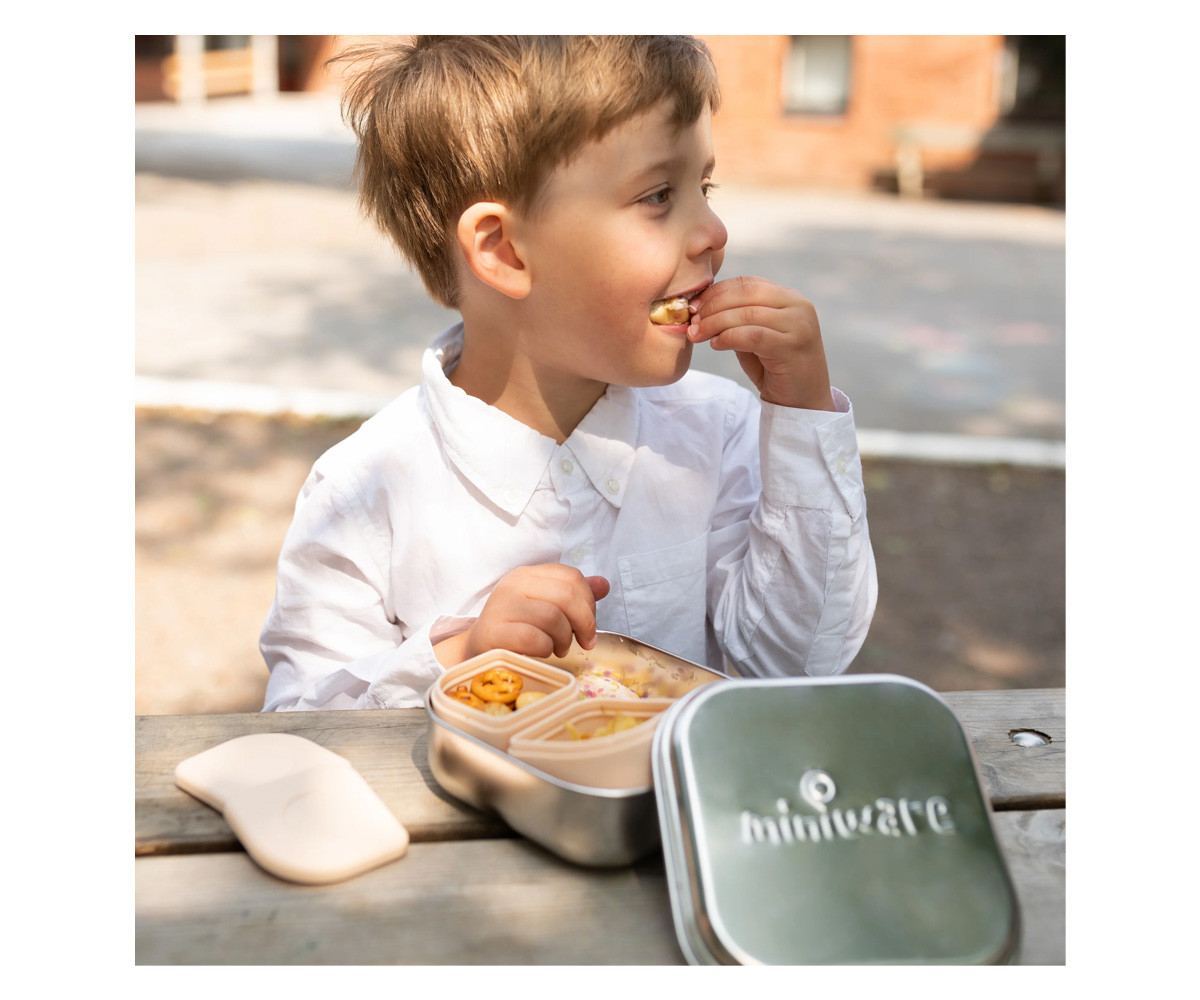 Set de Caja Bento y 2 Silipods de silicona Acero Peach