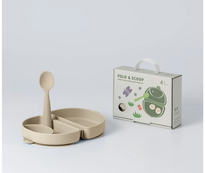 Set de Plato y Cuchara de Silicona Plegable Avena
