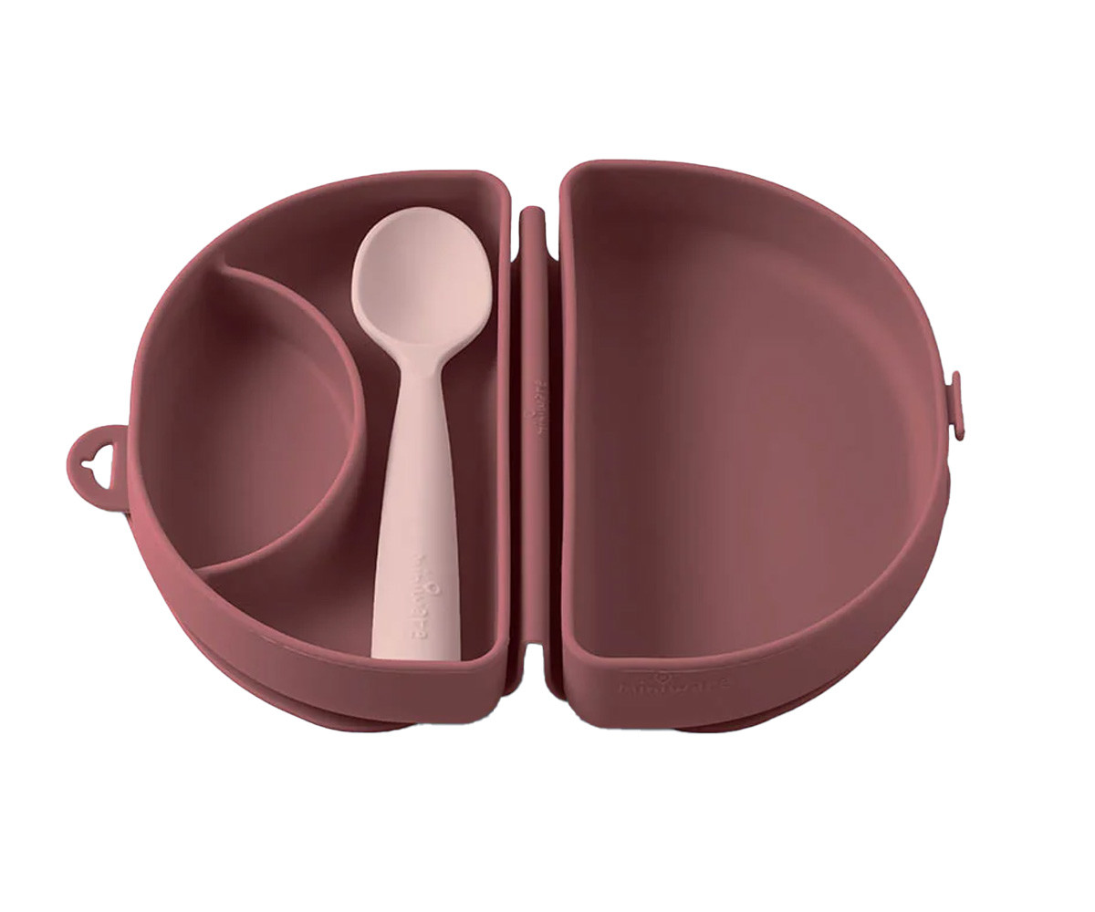 Set de Plato y Cuchara de Silicona Plegable Pink/Cotton Candy