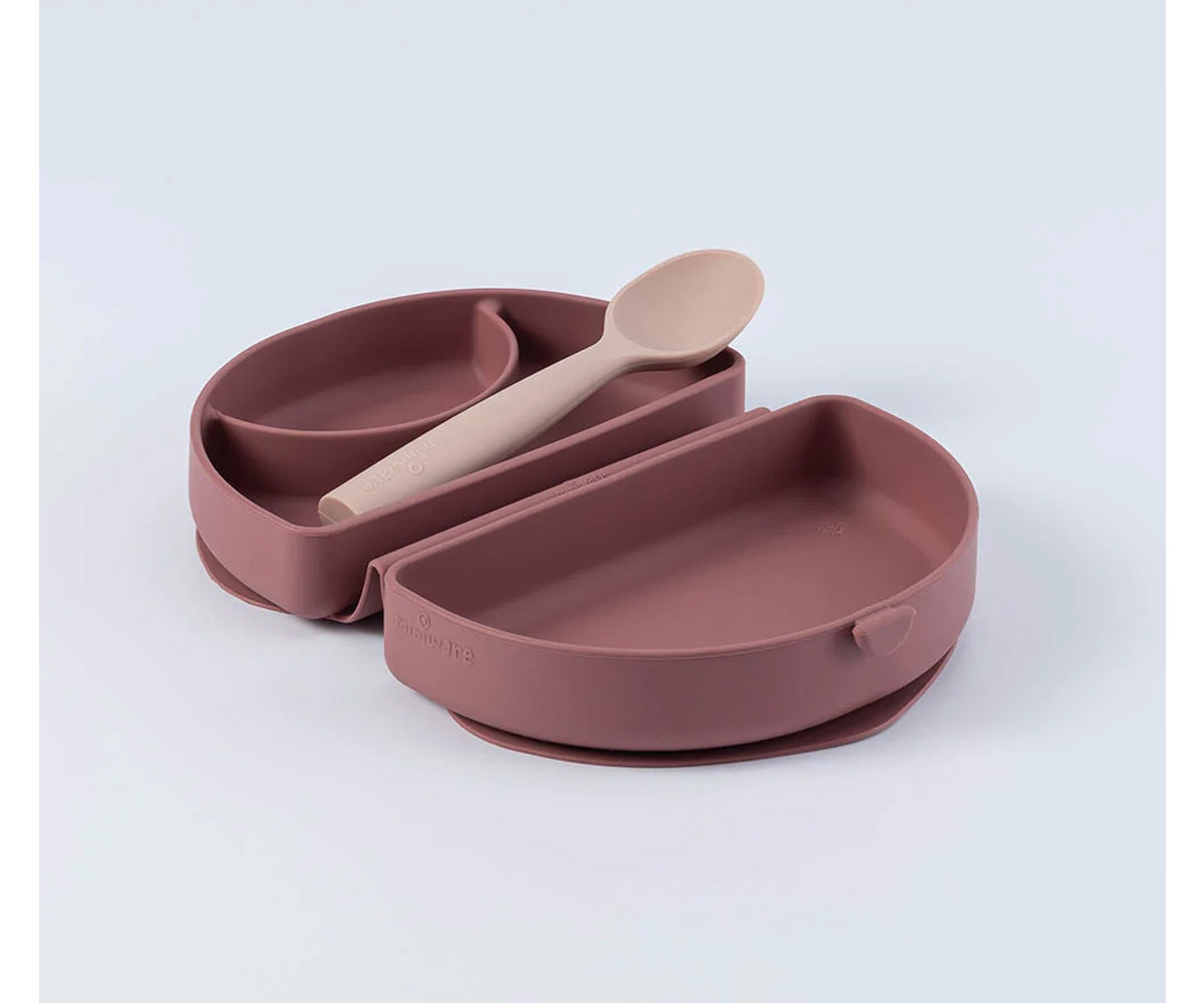 Set de Plato y Cuchara de Silicona Plegable Pink/Cotton Candy