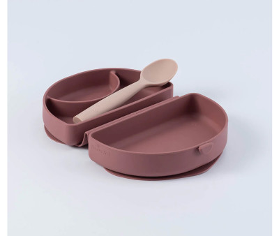 Set de Plato y Cuchara de Silicona Plegable Pink/Cotton Candy