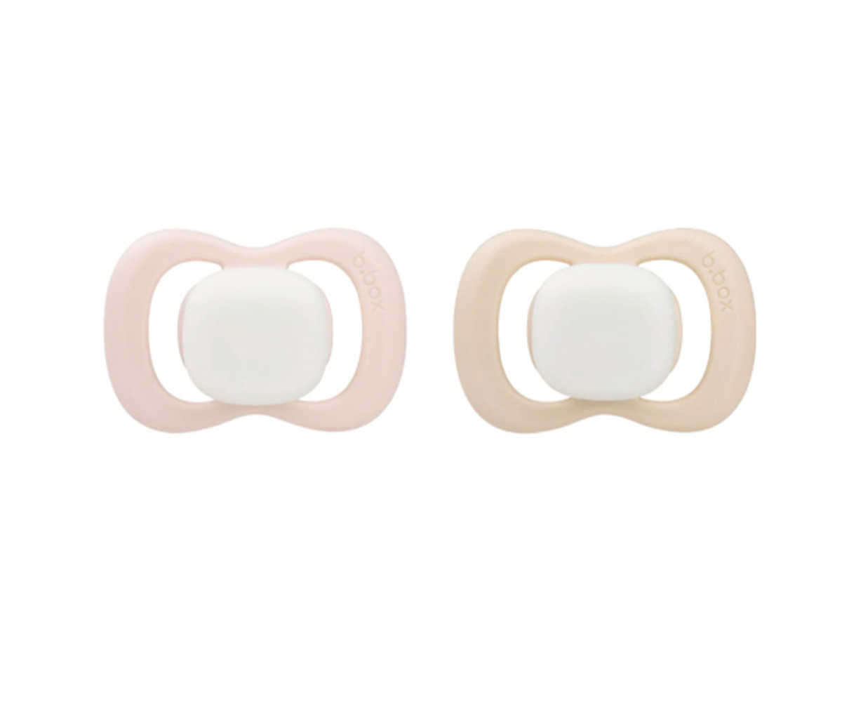 2 Sucettes Nocturnes Tétine Physiologique en Silicone Blush/Latte