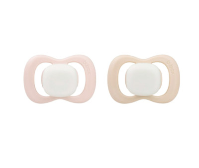 2 Sucettes Nocturnes Tétine Physiologique en Silicone Blush/Latte