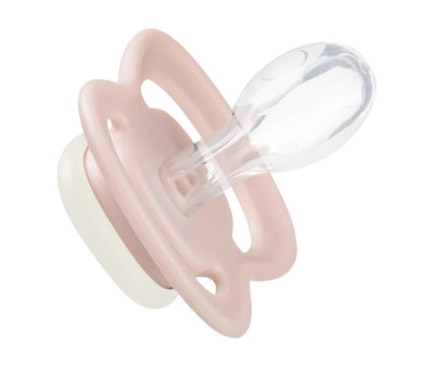 2 Sucettes Nocturnes Tétine Physiologique en Silicone Blush/Latte