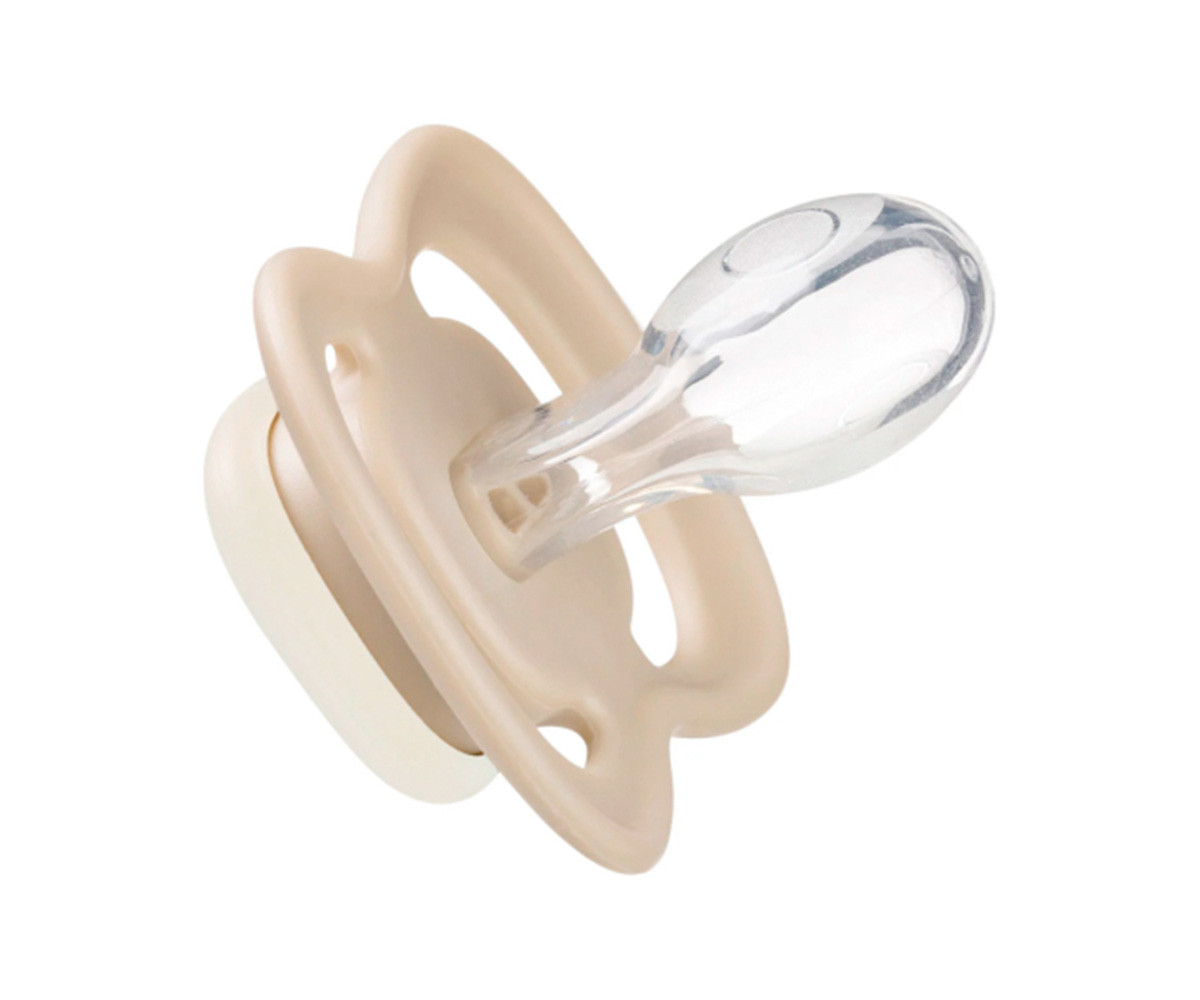 2 Sucettes Nocturnes Tétine Physiologique en Silicone Blush/Latte