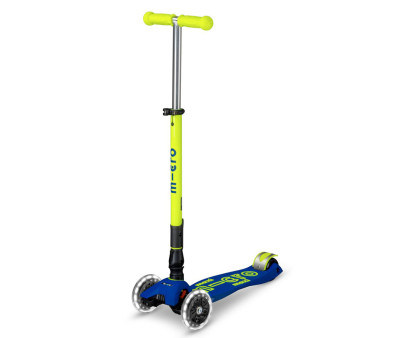 Patinete Maxi Deluxe Plegable Neon LED Azul-Amarillo