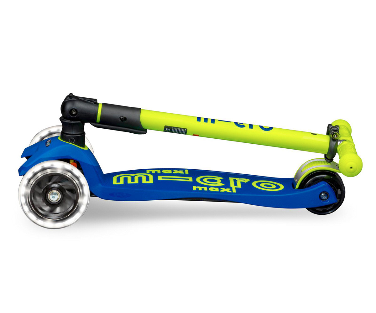 Patinete Maxi Deluxe Plegable Neon LED Azul-Amarillo