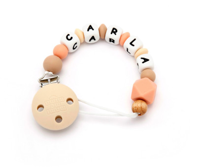 Chupetero Silicona Personalizado Natural Peachy