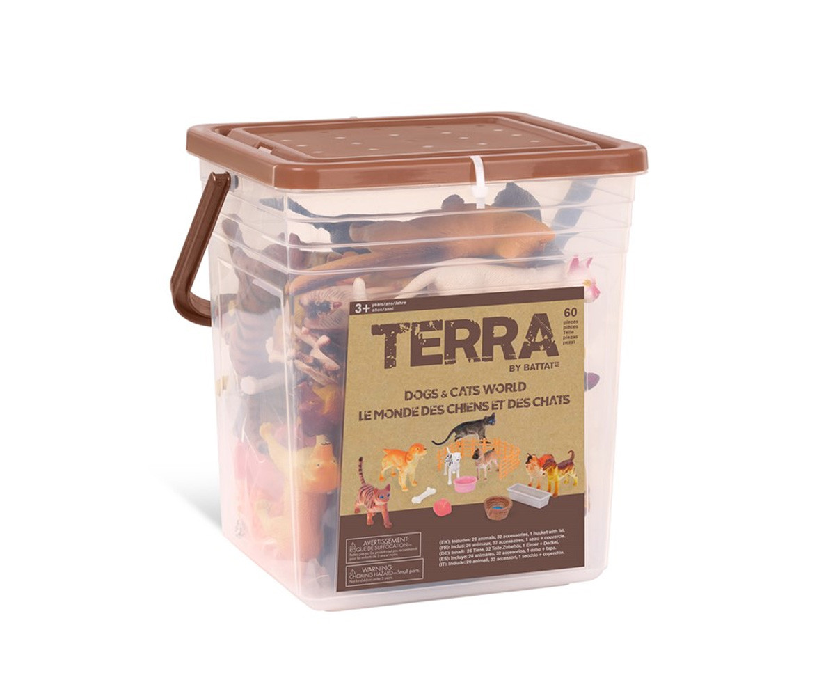Terra Cubo Marron Perros y Gatos 60 piezas
