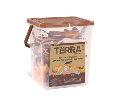 Terra Cubo Marron Perros y Gatos 60 piezas