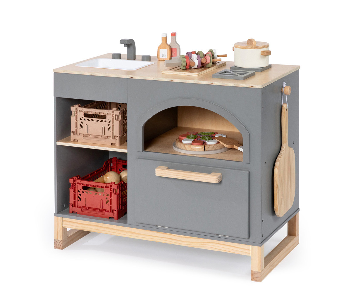 Cocina de Madera Taxus Gris Oscuro/Natural