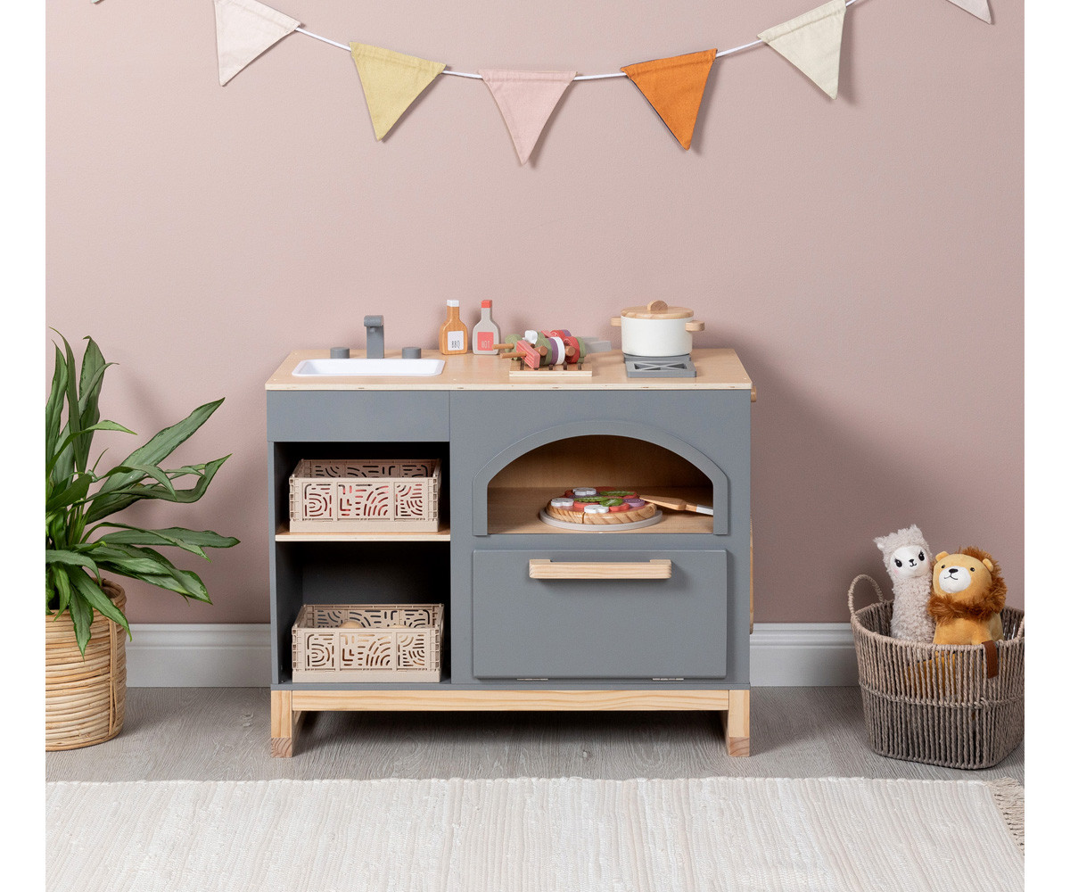 Cocina de Madera Taxus Gris Oscuro/Natural