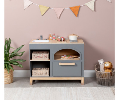 Cocina de Madera Taxus Gris Oscuro/Natural