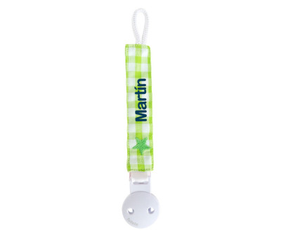 Porta Chupetas Personalizado Vichy Star Pistache