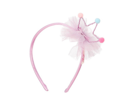 Cerchietto Jazzlyn con Corona e Pompon Rosa