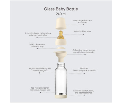 Biberón Cristal BIBS Ivory 240ml
