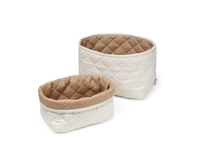 2 Cestini Portaoggetti Stripes Camel