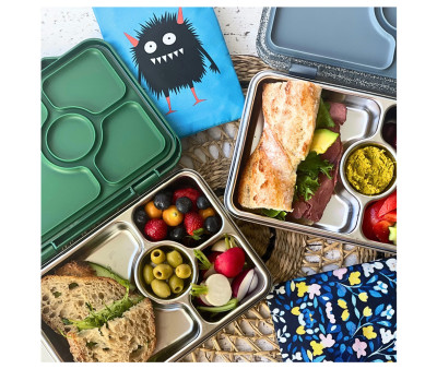 Caja Almuerzo Yumbox Pret Acero Paris Blue 4 Compartimentos
