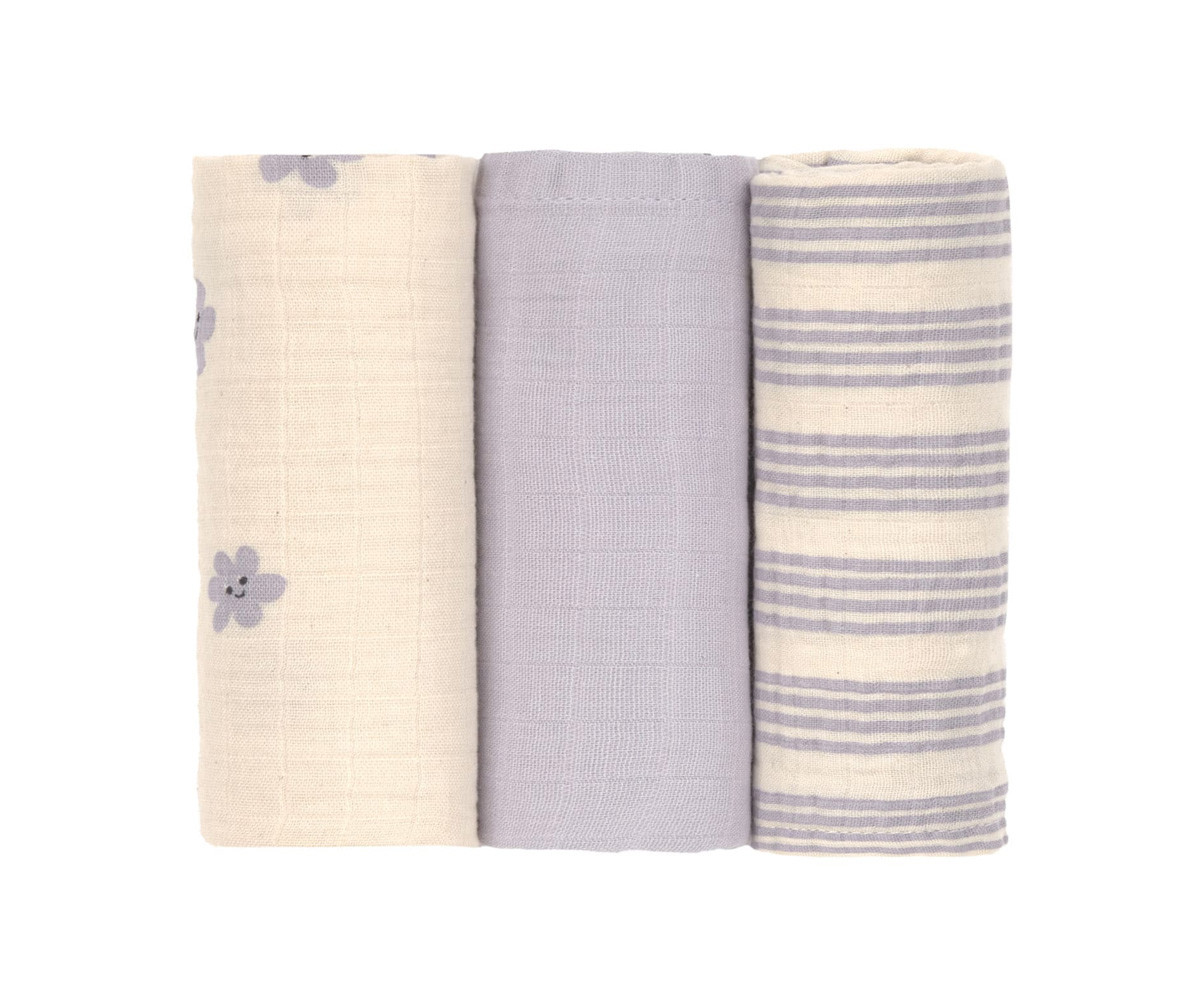 3 Muselinas Tiny Team Pastel Lilac
