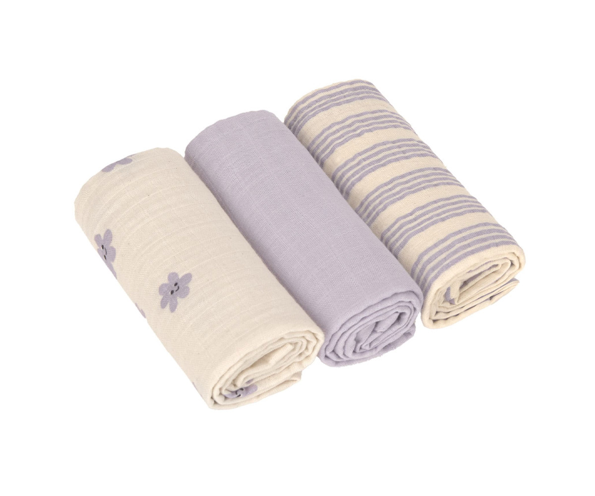 3 Muselinas Tiny Team Pastel Lilac