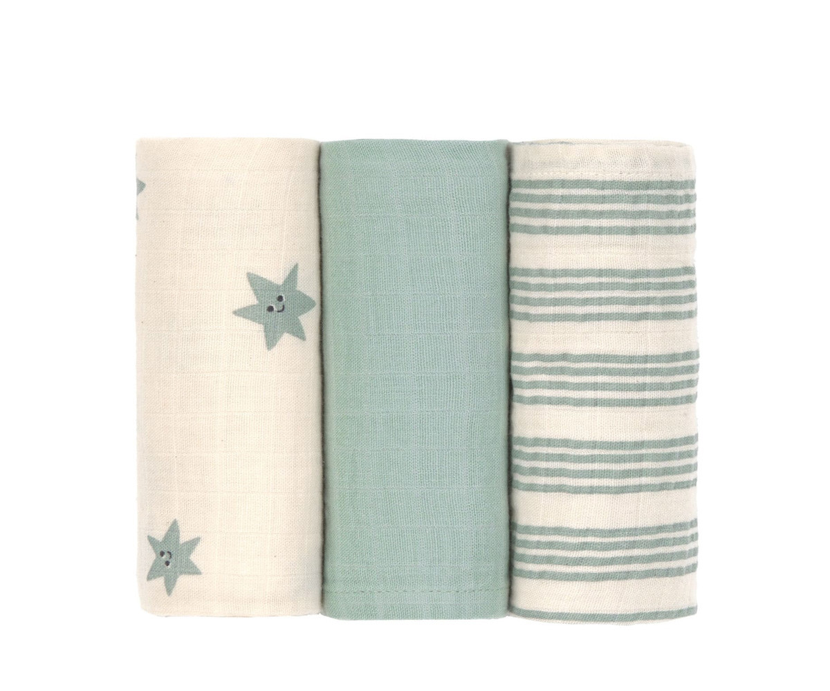 3 Muselinas Tiny Team Granite Green