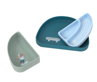 Set 3 Piatti Silicone Tiny Team Dog