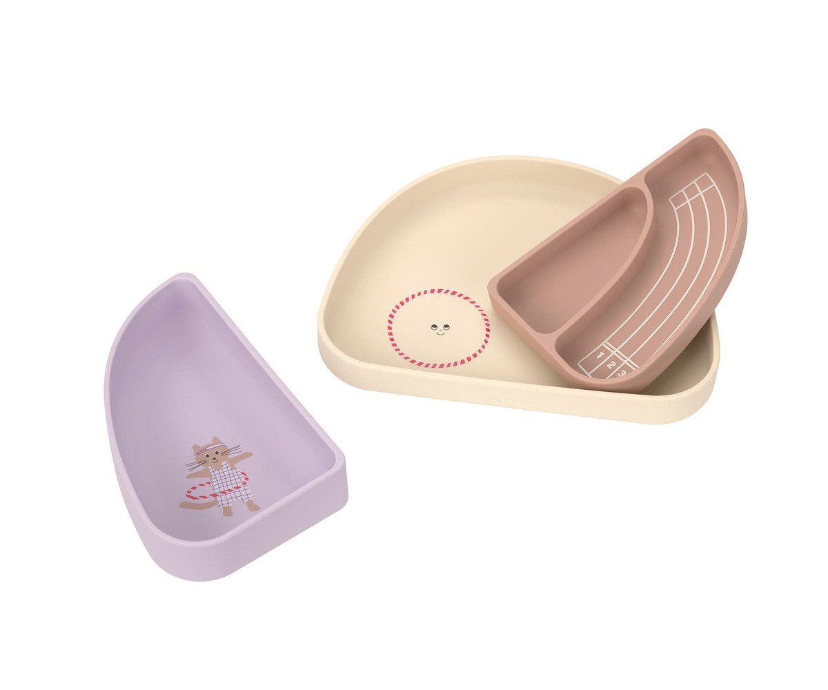 Set 3 Piatti Silicone Tiny Team Cat