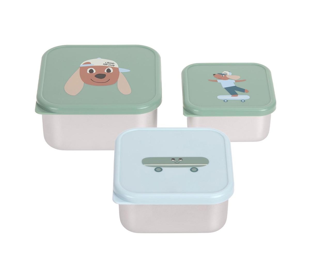 3 Cajitas Almuerzo Acero Tiny Team Dog