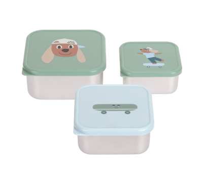 Set 3 Snackbox Acciaio Tiny Team Dog