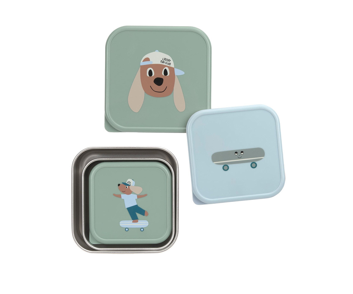 3 Cajitas Almuerzo Acero Tiny Team Dog