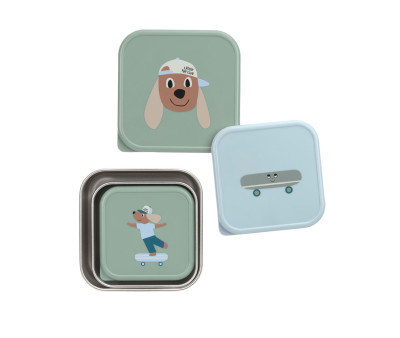 3 Cajitas Almuerzo Acero Tiny Team Dog