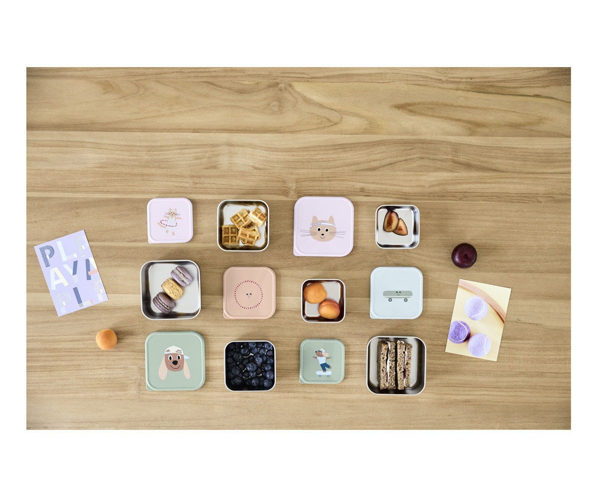 3 Cajitas Almuerzo Acero Tiny Team Dog