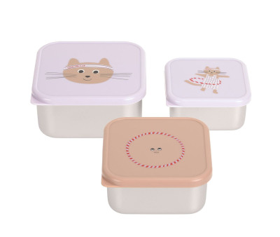 Set 3 Snackbox Acciaio Tiny Team Cat