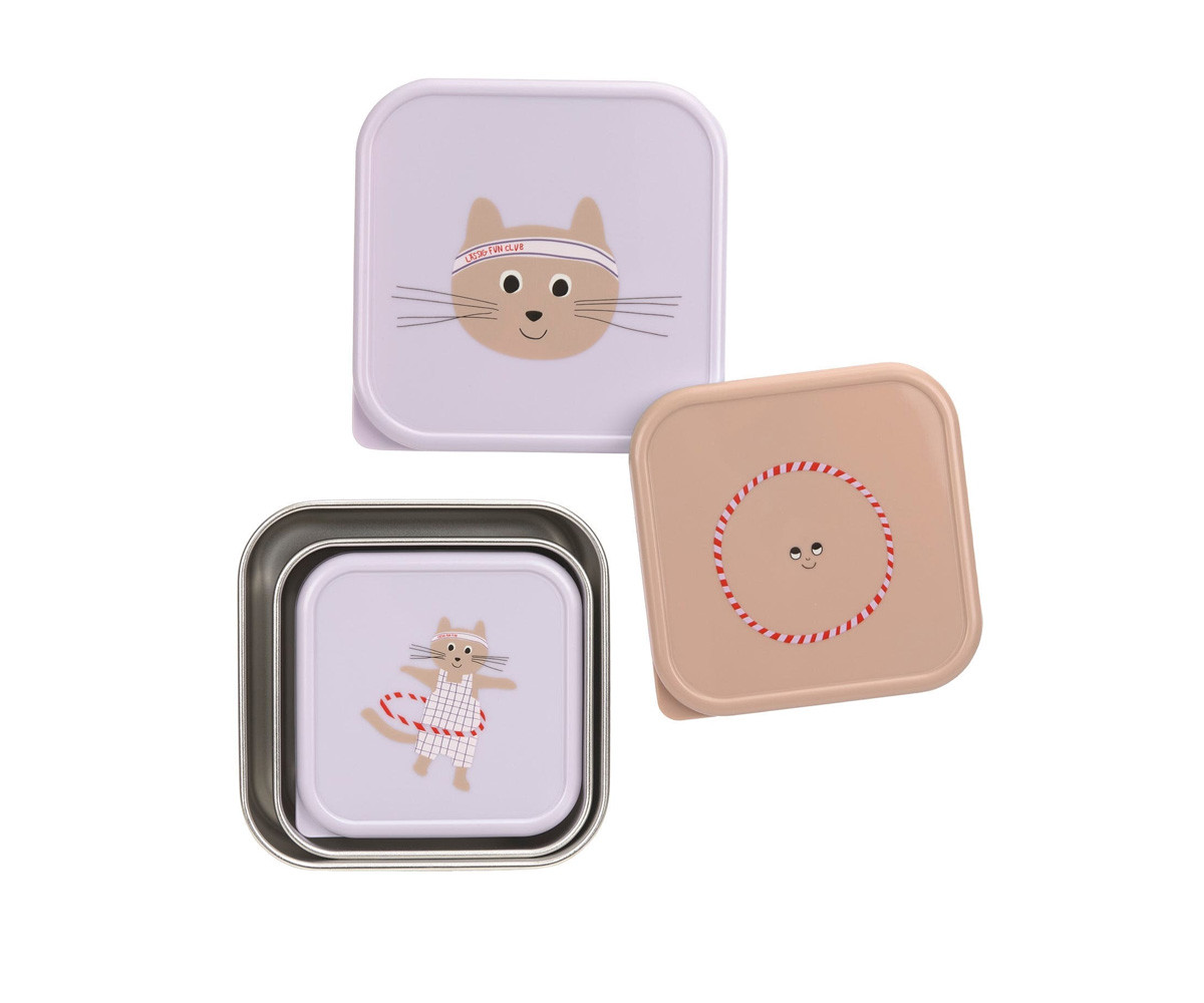 3 Cajitas Almuerzo Acero Tiny Team Cat