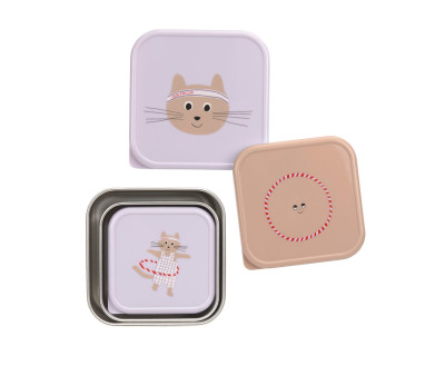 3 Cajitas Almuerzo Acero Tiny Team Cat