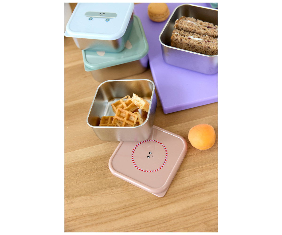 3 Cajitas Almuerzo Acero Tiny Team Cat